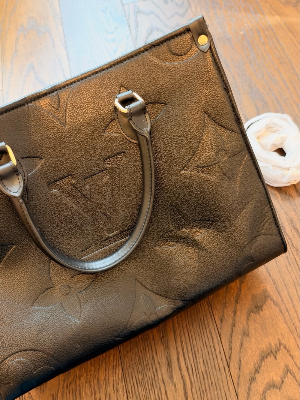 Louis Vuitton Inspired Black Embossed Monogram Tote
